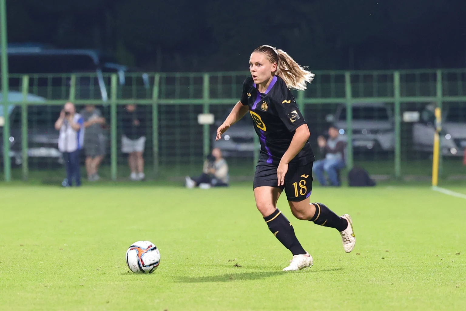 Soccer player Lara Schenk on field