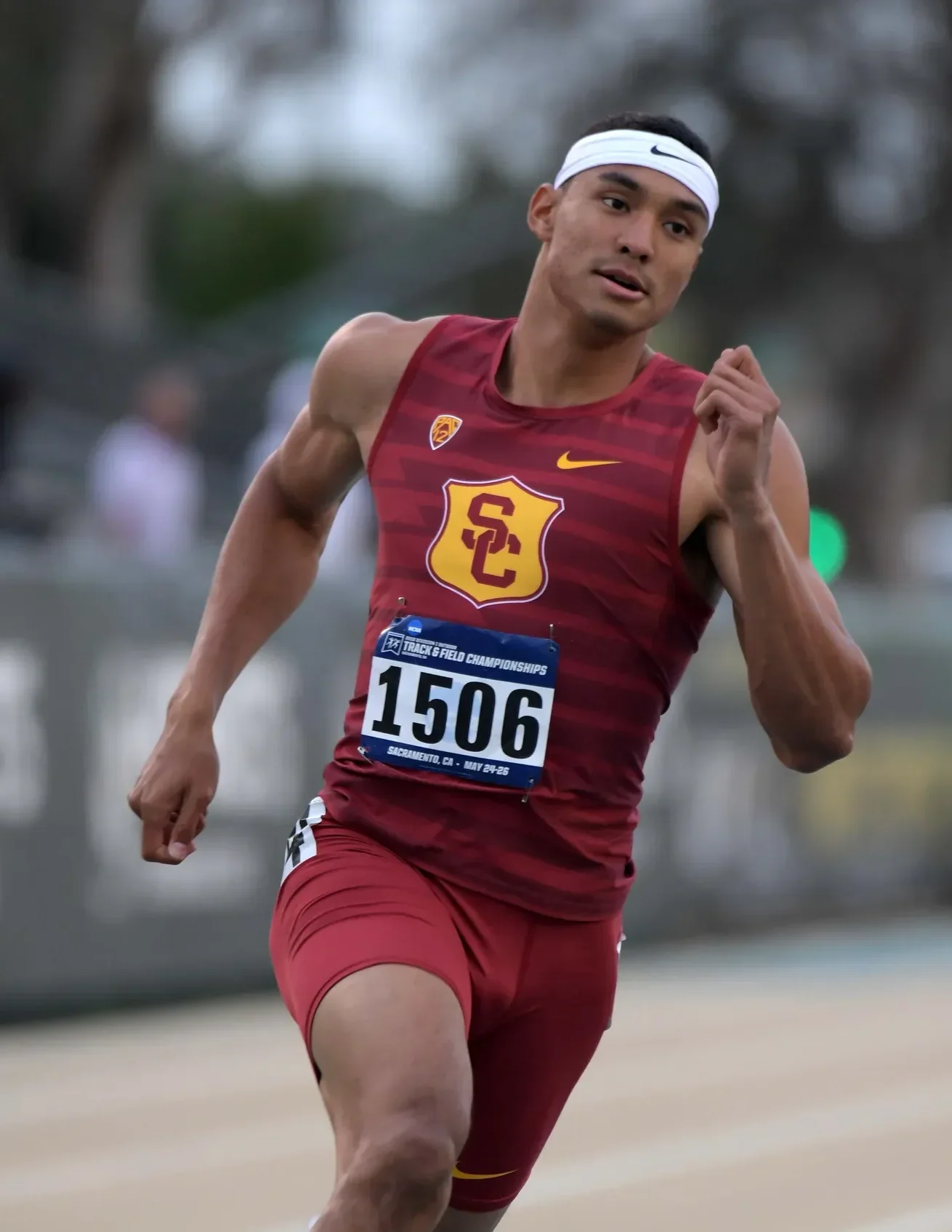 Track and field athlete running